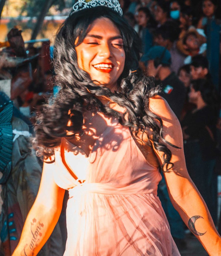 Man In Drag Dancing At A Mexican Carnival