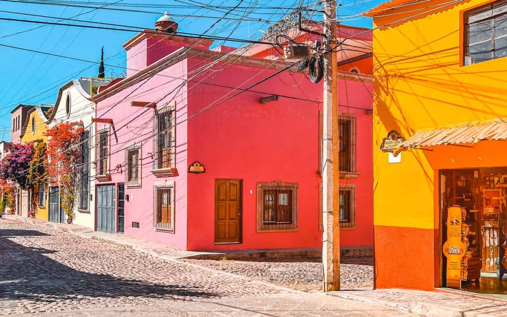 affordable colorful houses in the Guadalupe colony of San Miguel de Allende