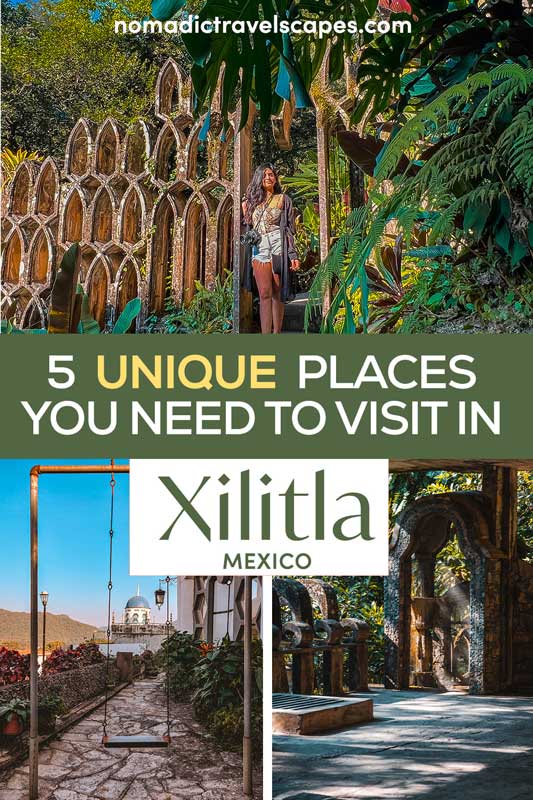 Pinterest Pin with three photos of Xilitla, Mexico in a grid