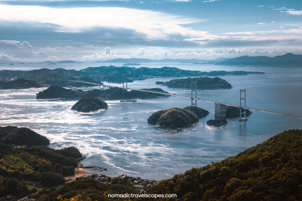 Bird's Eye View of Shimanami Kaido bridge and the Seto islands